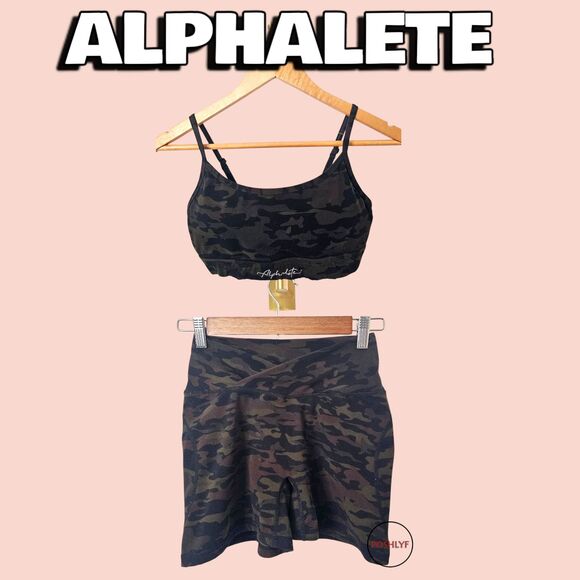 Alphalete Camo Sports Bra and Shorts Set Small - Picture 1 of 6
